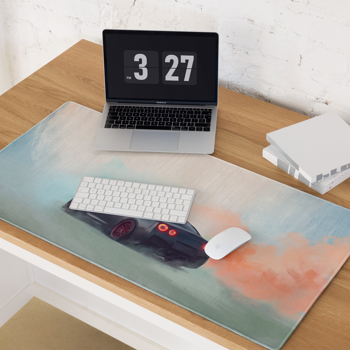 Nissan GT-R Inspired Matte Black Crimson Rim Desk Mat – High-Precision XL Gaming Mousepad