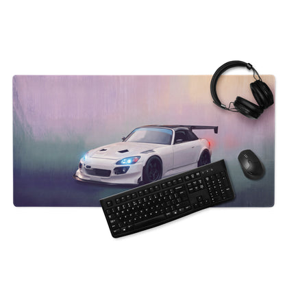 Honda S2000 Inspired Championship White Track Desk Pad – Ultra-Glide Stitched Edge Gaming Mouse Mat