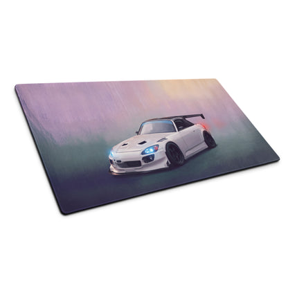 Honda S2000 Inspired Championship White Track Desk Pad – Ultra-Glide Stitched Edge Gaming Mouse Mat