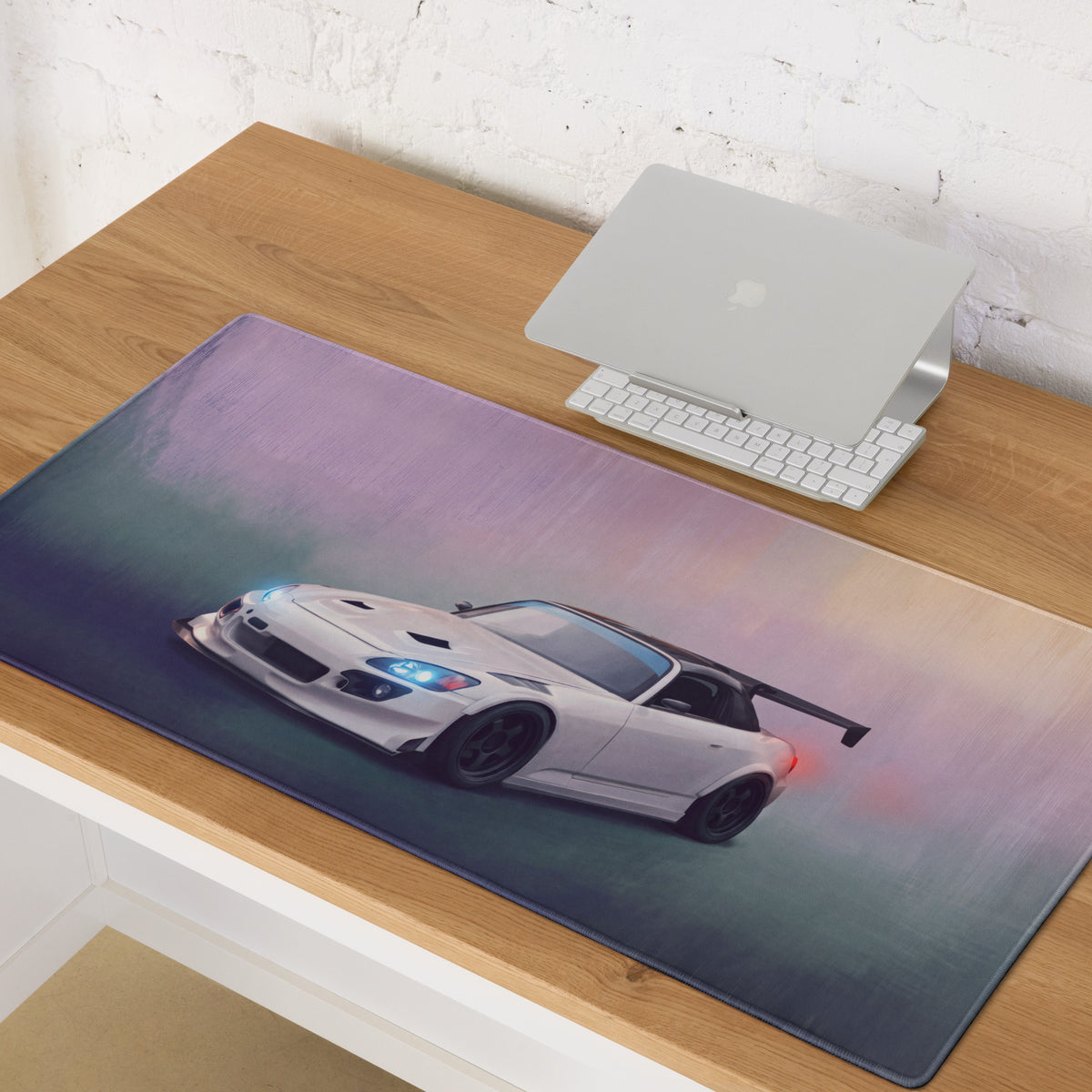 Honda S2000 Inspired Championship White Track Desk Pad – Ultra-Glide Stitched Edge Gaming Mouse Mat