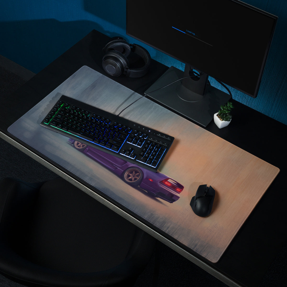 Honda NSX Inspired Midnight Purple Bronze Rim Desk Mat – Low-Friction Cloth Setup Mousepad