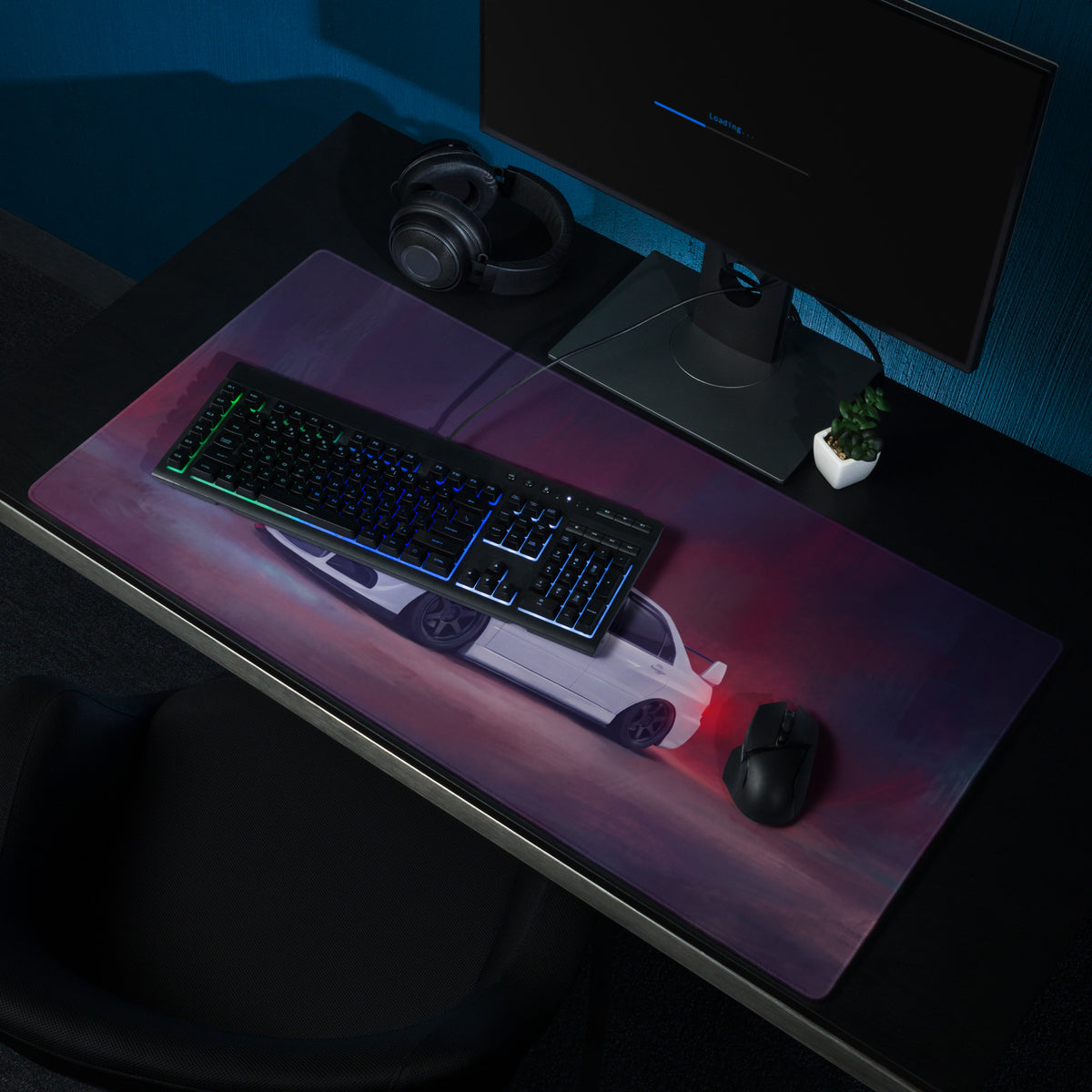 Mitsubishi Lancer Evolution Inspired Pure White Evo IX Desk Pad – Extended Non-Slip PC Mouse Mat