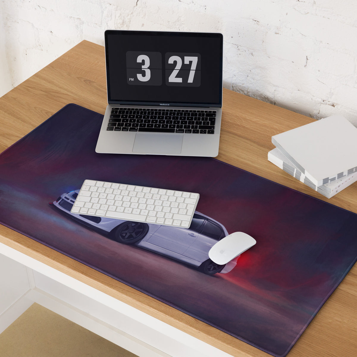 Mitsubishi Lancer Evolution Inspired Pure White Evo IX Desk Pad – Extended Non-Slip PC Mouse Mat