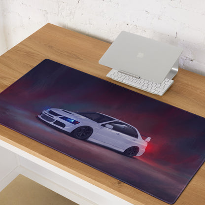 Mitsubishi Lancer Evolution Inspired Pure White Evo IX Desk Pad – Extended Non-Slip PC Mouse Mat