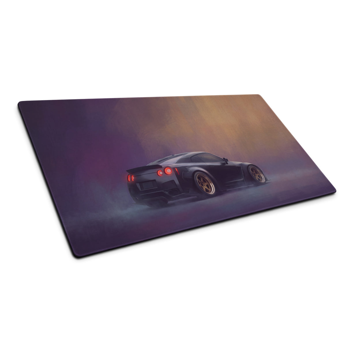 Nissan GT-R Inspired Stealth Black Gold Rim Desk Pad – Ultra-Glide Stitched Edge Gaming Mouse Mat