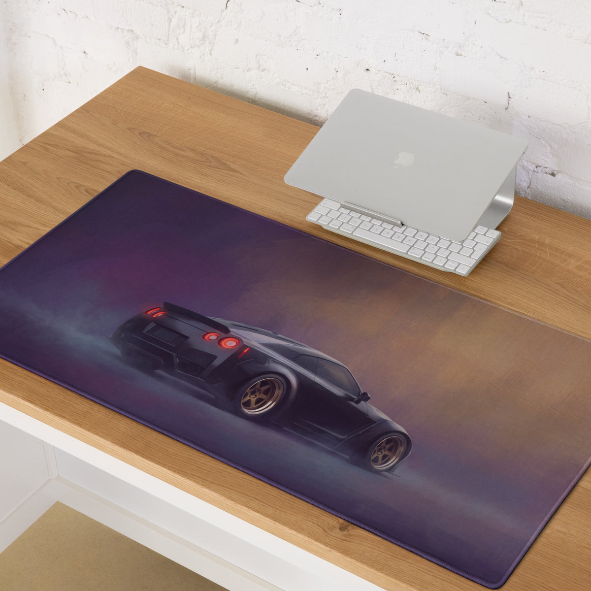 Nissan GT-R Inspired Stealth Black Gold Rim Desk Pad – Ultra-Glide Stitched Edge Gaming Mouse Mat