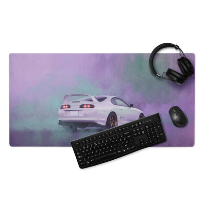 Toyota Supra Inspired Pearl White MK4 Rear Desk Mat – High-Precision XL Gaming Mousepad