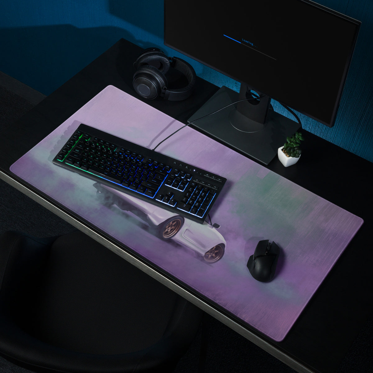 Toyota Supra Inspired Pearl White MK4 Rear Desk Mat – High-Precision XL Gaming Mousepad