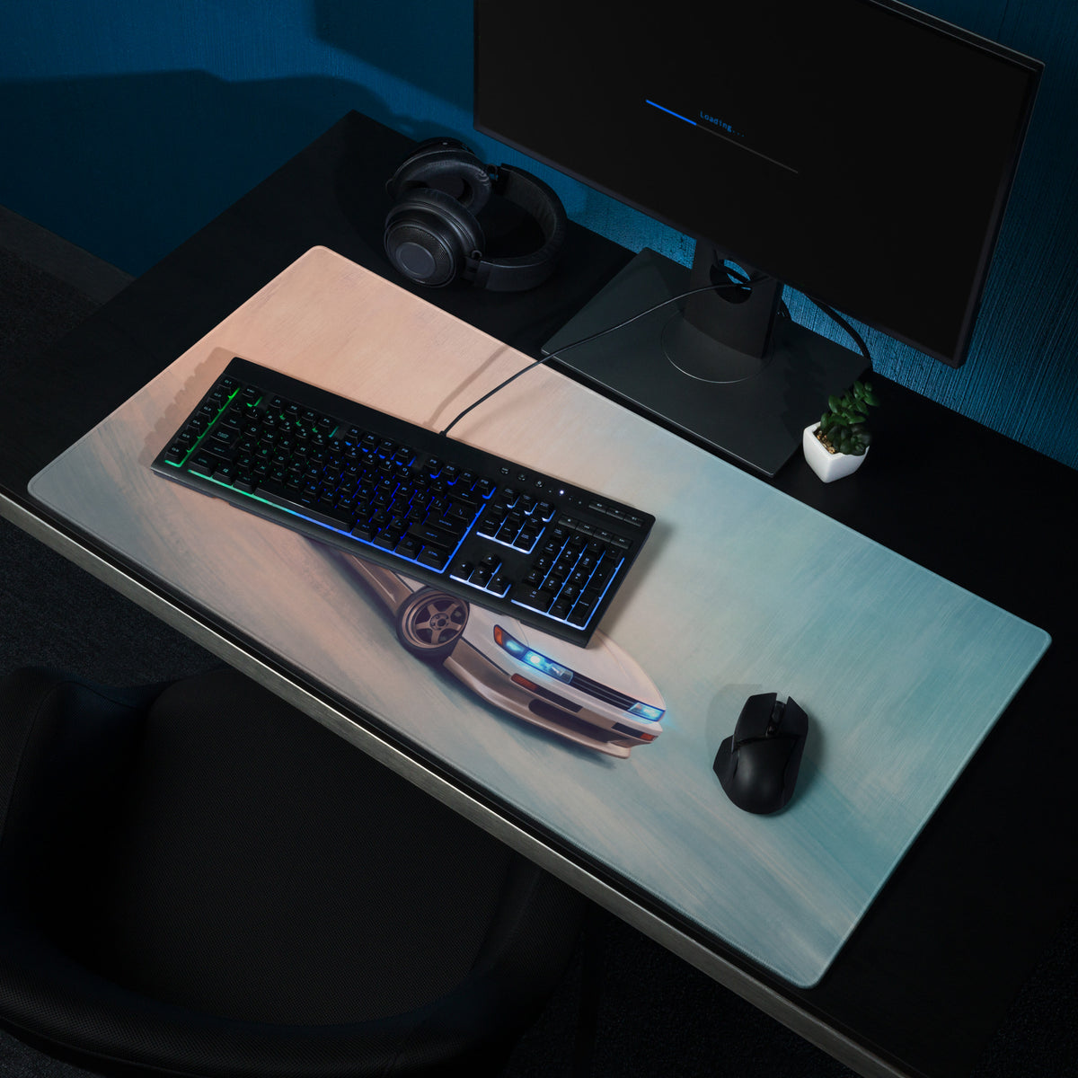 Nissan Silvia Inspired Two-Tone S13 Coupe Desk Pad – Ultra-Glide Stitched Edge Gaming Mouse Mat