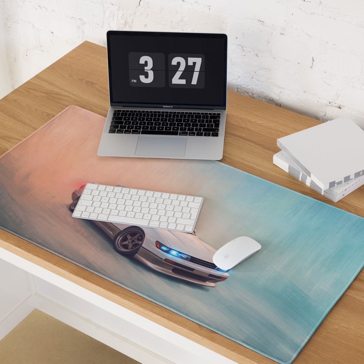 Nissan Silvia Inspired Two-Tone S13 Coupe Desk Pad – Ultra-Glide Stitched Edge Gaming Mouse Mat