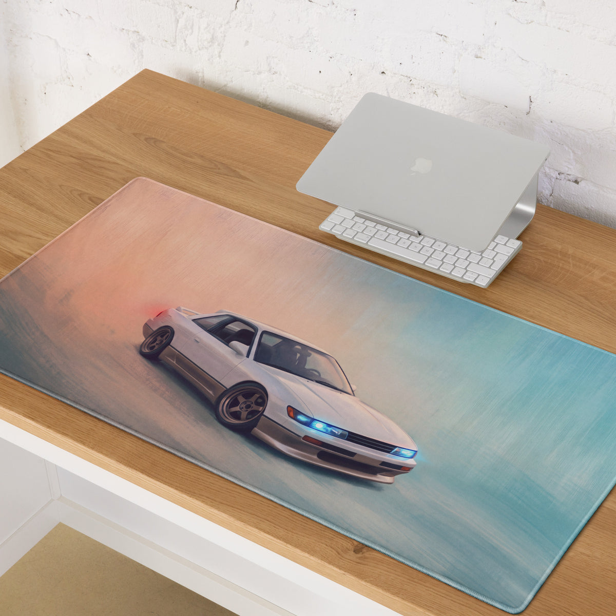 Nissan Silvia Inspired Two-Tone S13 Coupe Desk Pad – Ultra-Glide Stitched Edge Gaming Mouse Mat