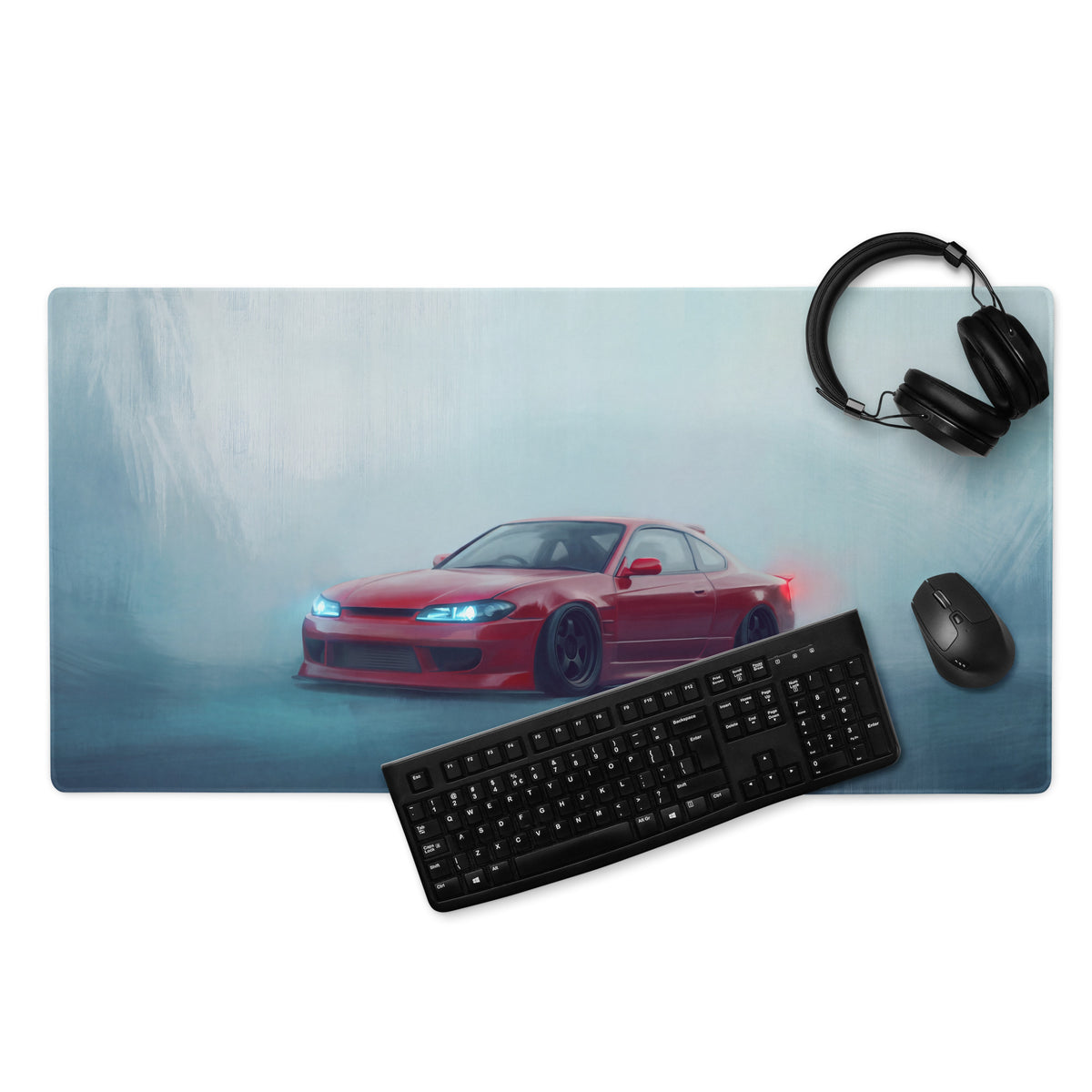 Nissan Silvia Inspired Crimson S15 Spec-R Desk Pad – Ultra-Glide Stitched Edge Gaming Mouse Mat