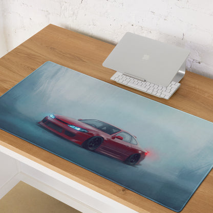 Nissan Silvia Inspired Crimson S15 Spec-R Desk Pad – Ultra-Glide Stitched Edge Gaming Mouse Mat