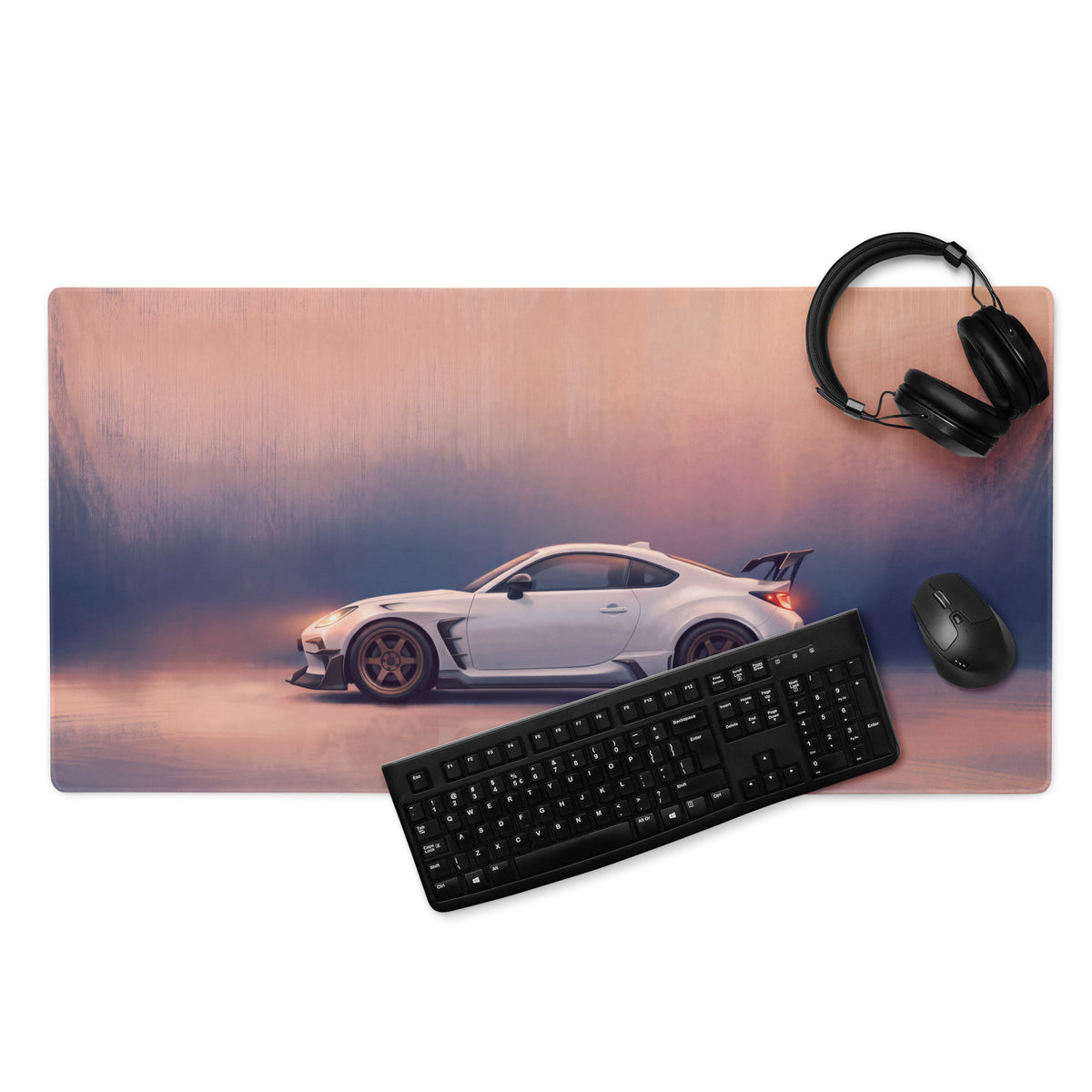 Toyota GR86 Inspired Halo White Widebody Desk Pad – Extended Non-Slip PC Mouse Mat