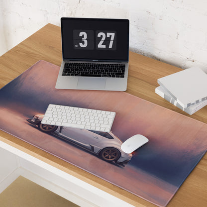 Toyota GR86 Inspired Halo White Widebody Desk Pad – Extended Non-Slip PC Mouse Mat