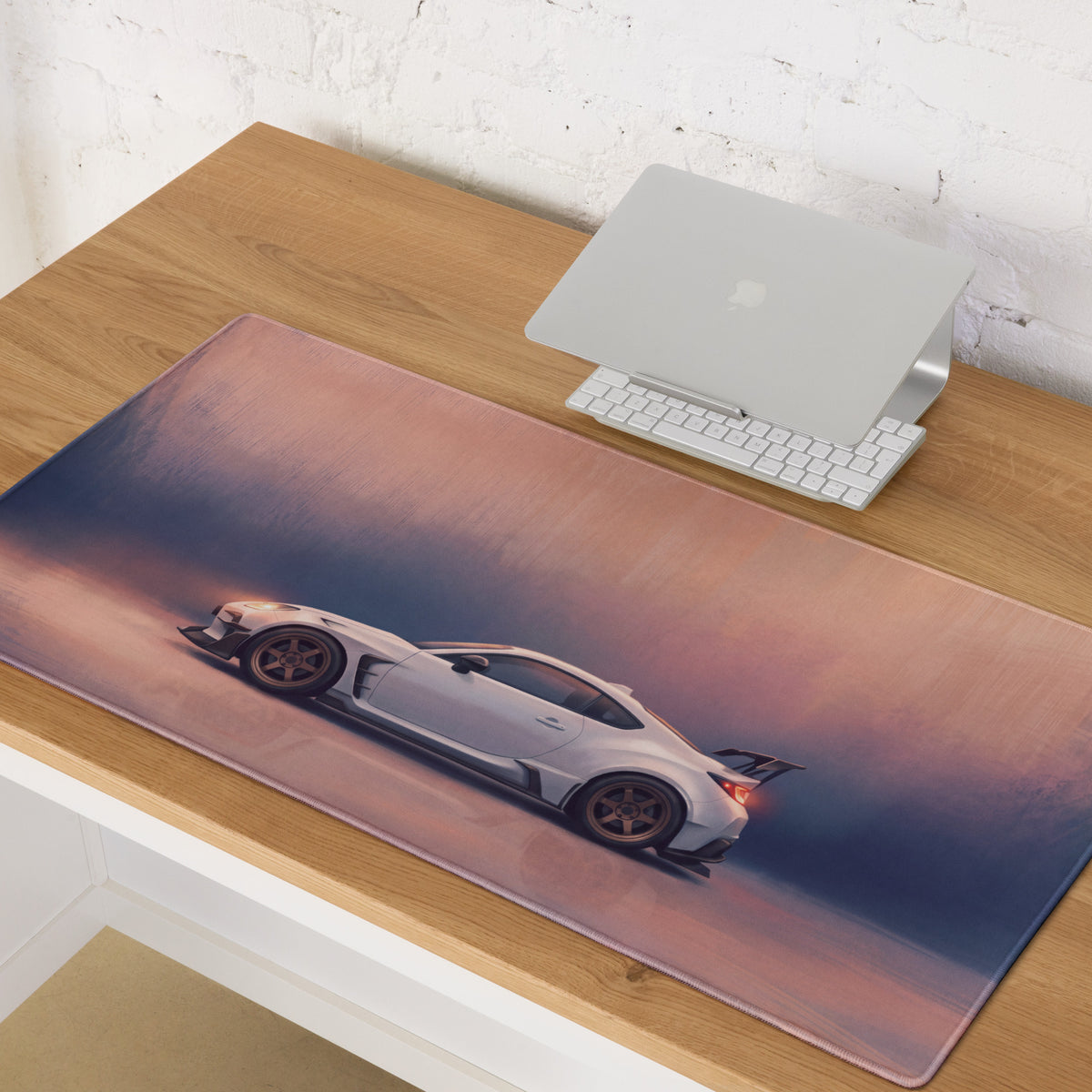 Toyota GR86 Inspired Halo White Widebody Desk Pad – Extended Non-Slip PC Mouse Mat