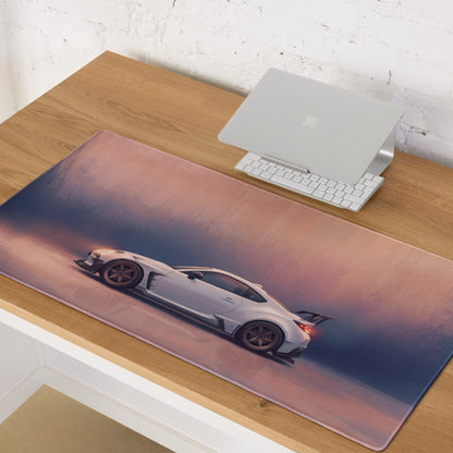 Toyota GR86 Inspired Halo White Widebody Desk Pad – Extended Non-Slip PC Mouse Mat