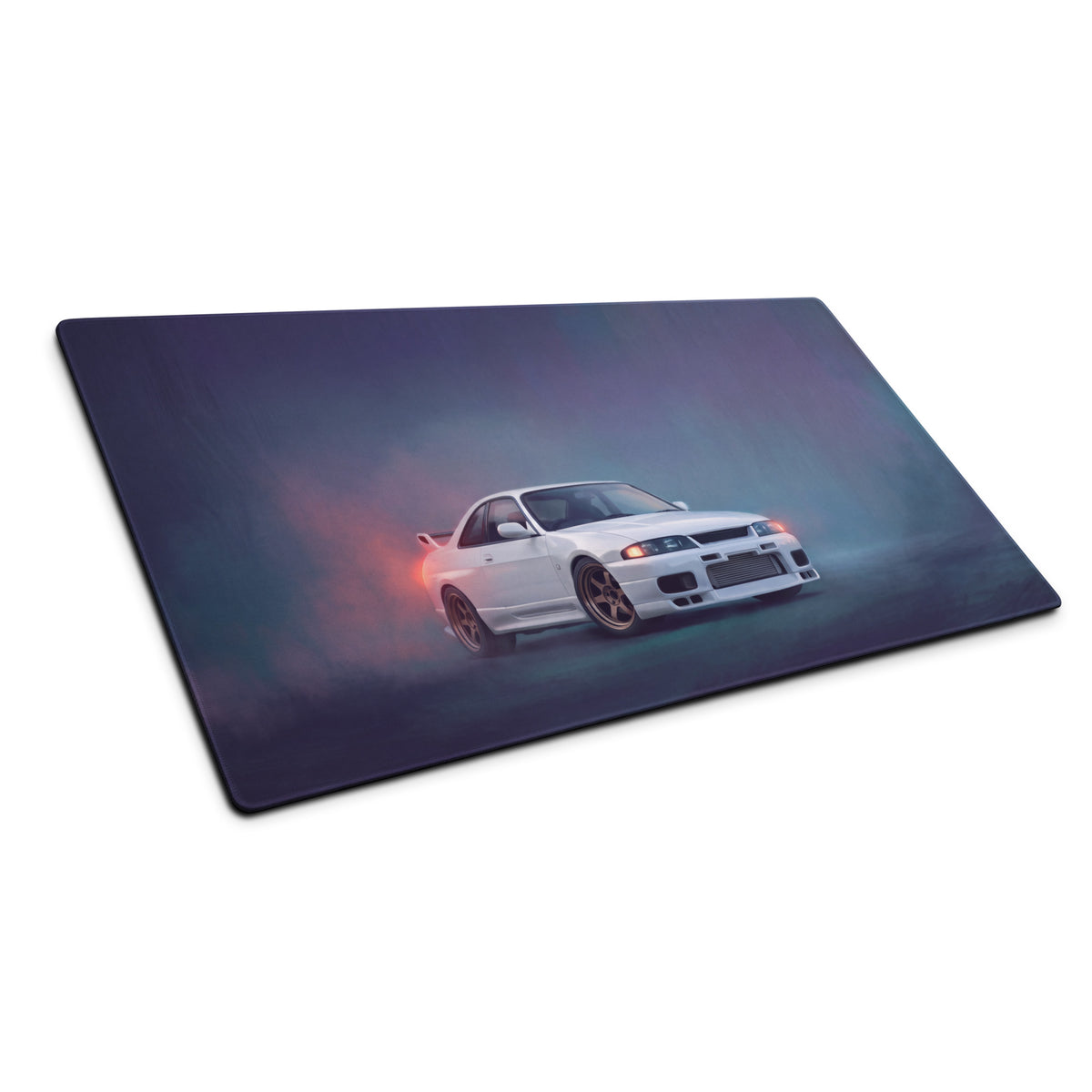 Nissan Skyline Inspired Pure White R33 GT-R Desk Pad – Ultra-Glide Stitched Edge Gaming Mouse Mat
