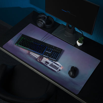 Nissan Skyline Inspired Pure White R33 GT-R Desk Pad – Ultra-Glide Stitched Edge Gaming Mouse Mat
