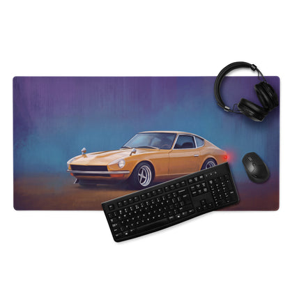 Datsun 240Z Inspired Safari Gold Fairlady Desk Mat – Low-Friction Cloth Setup Mousepad