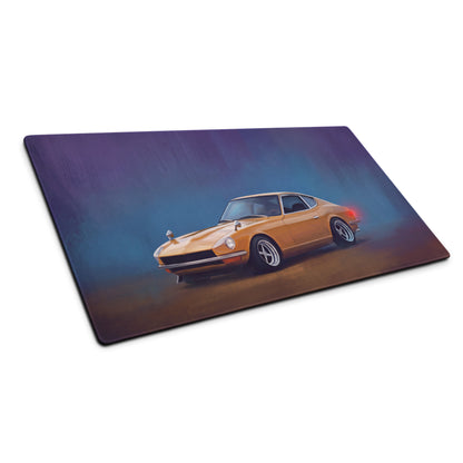 Datsun 240Z Inspired Safari Gold Fairlady Desk Mat – Low-Friction Cloth Setup Mousepad