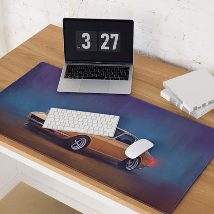 Datsun 240Z Inspired Safari Gold Fairlady Desk Mat – Low-Friction Cloth Setup Mousepad