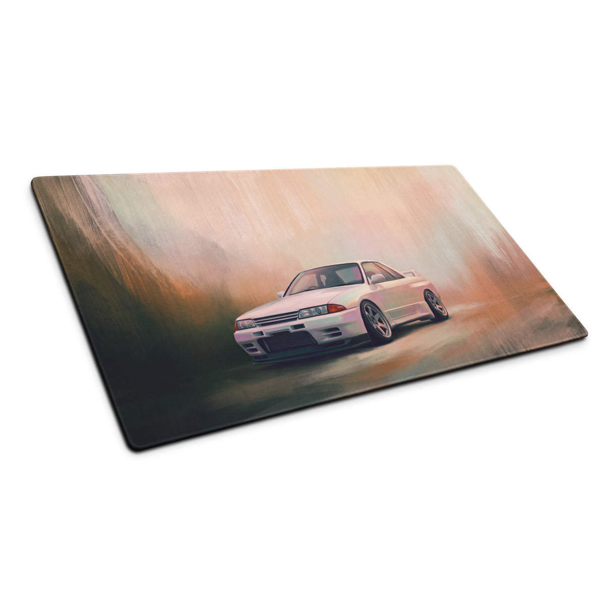 Nissan Skyline Inspired Pearl White R32 GT-R Desk Pad – Ultra-Glide Stitched Edge Gaming Mouse Mat