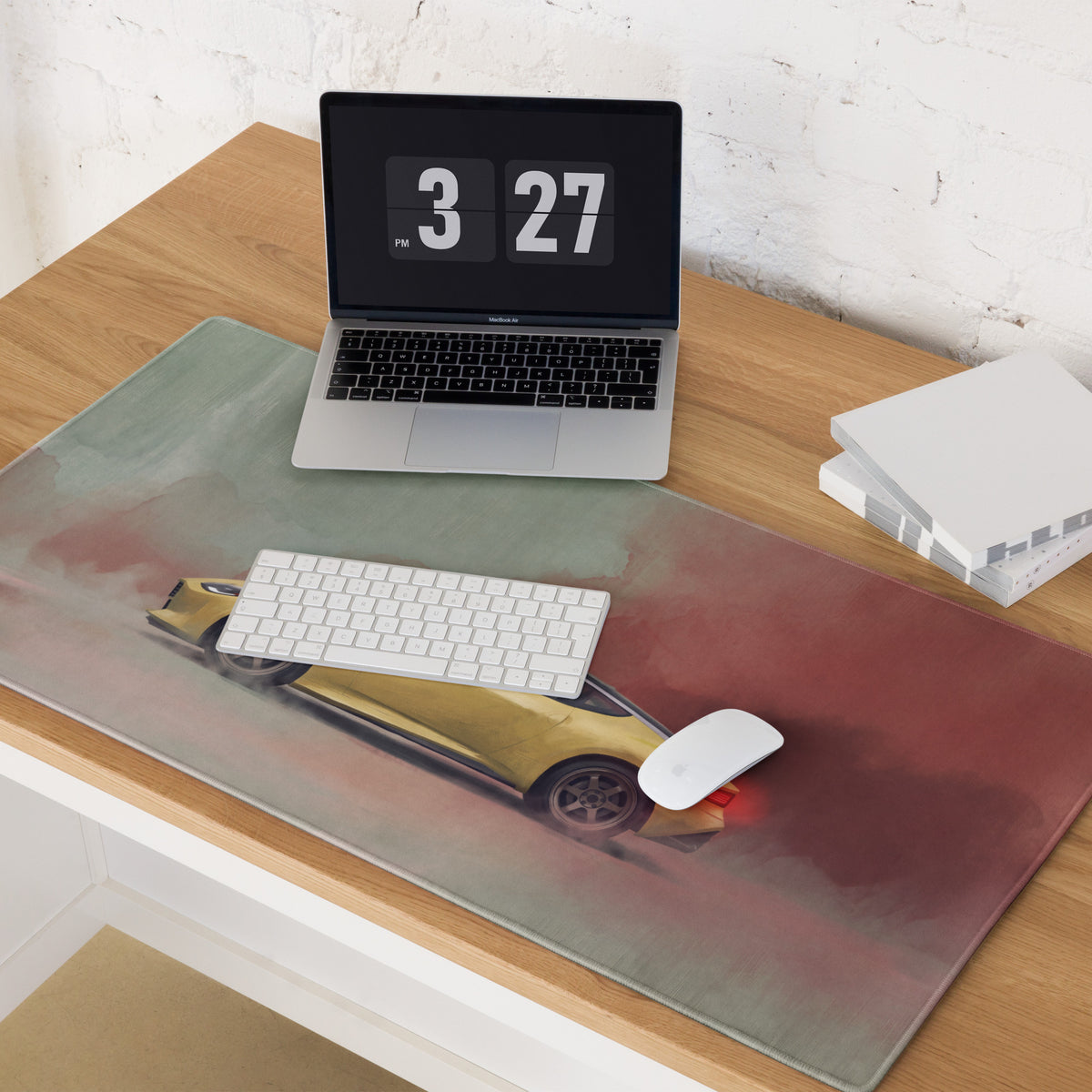Nissan Z Inspired Ikazuchi Yellow Profile Desk Mat – Low-Friction Cloth Setup Mousepad