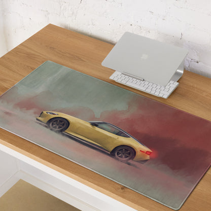 Nissan Z Inspired Ikazuchi Yellow Profile Desk Mat – Low-Friction Cloth Setup Mousepad