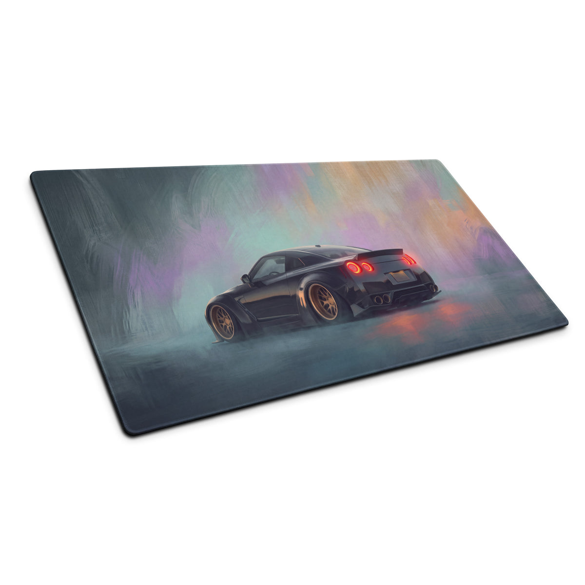 Nissan GT-R Inspired Midnight Gold Rim Rear Desk Pad – Extended Non-Slip PC Mouse Mat