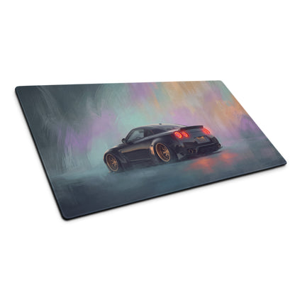 Nissan GT-R Inspired Midnight Gold Rim Rear Desk Pad – Extended Non-Slip PC Mouse Mat