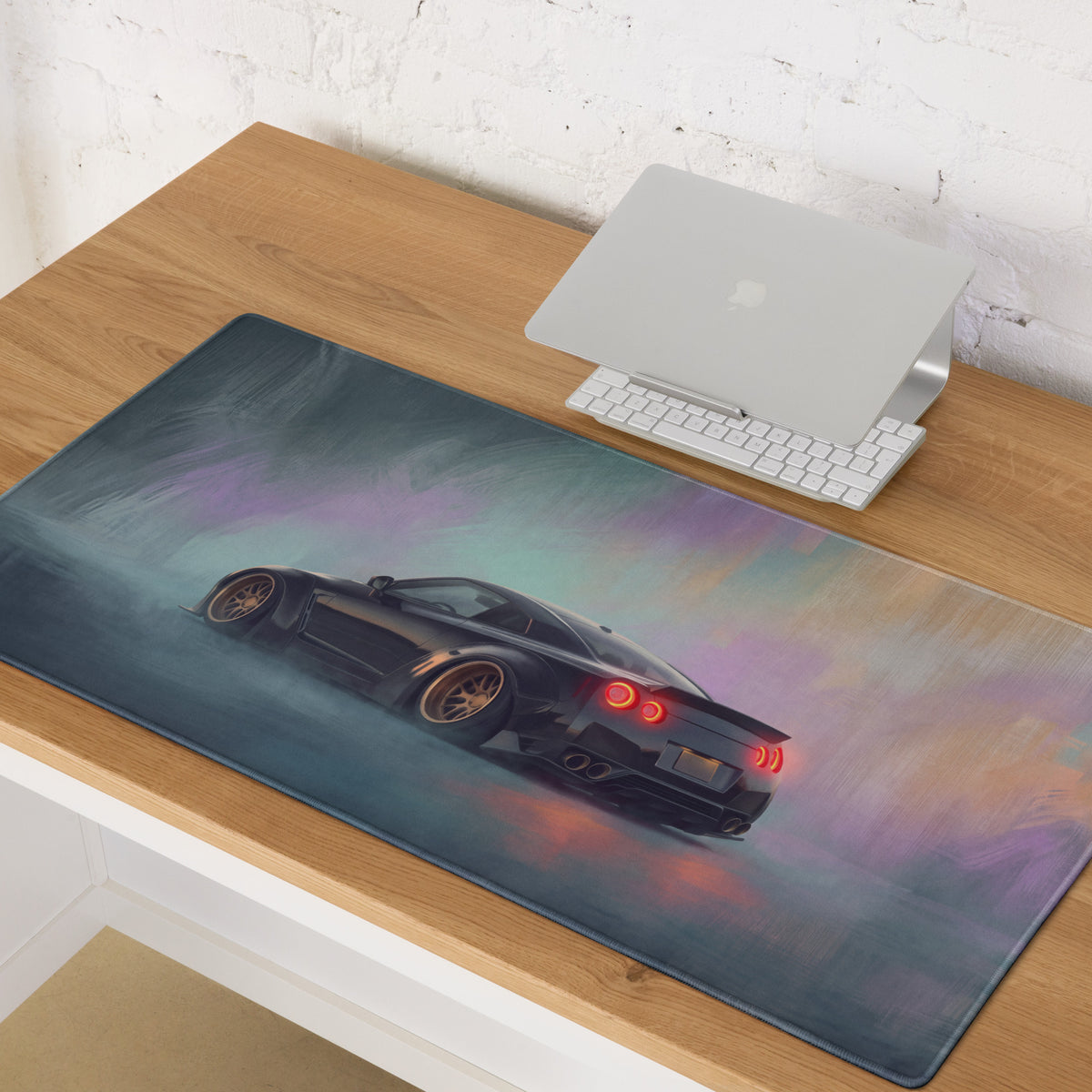 Nissan GT-R Inspired Midnight Gold Rim Rear Desk Pad – Extended Non-Slip PC Mouse Mat