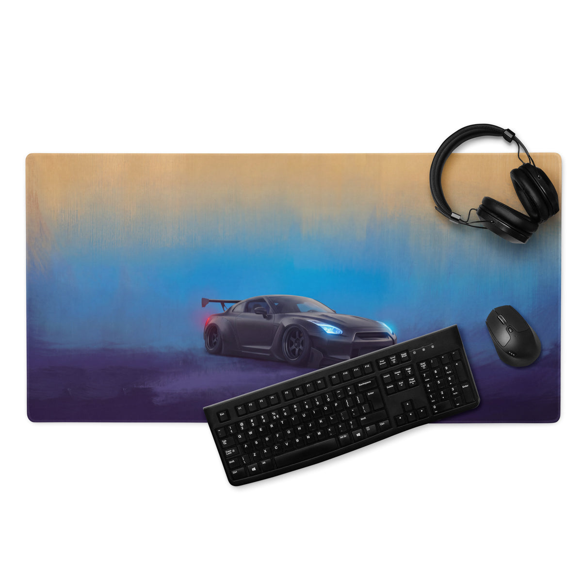 Nissan GT-R Inspired Stealth Black Widebody Desk Mat – High-Precision XL Gaming Mousepad
