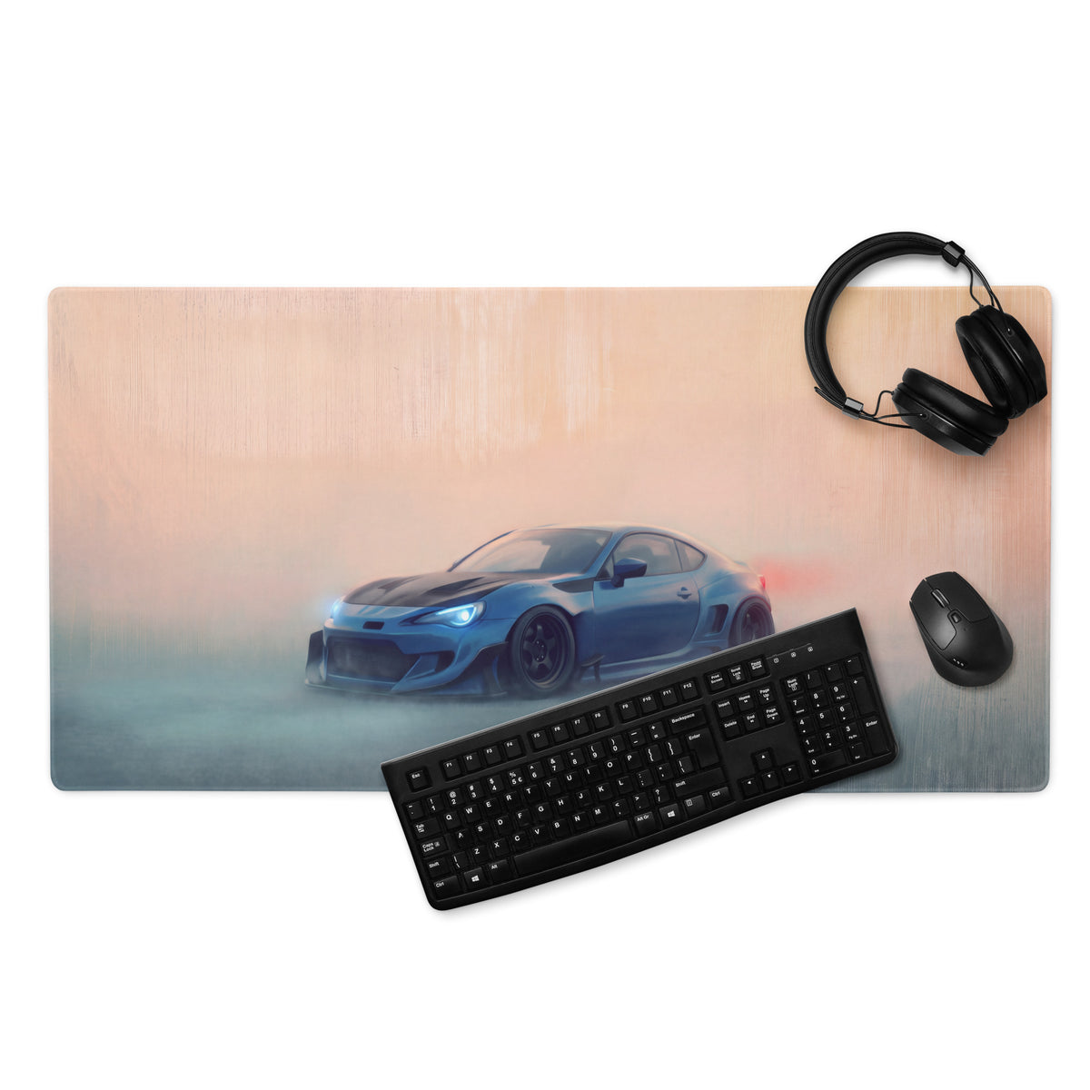 Subaru BRZ Inspired World Rally Blue Widebody Desk Pad – Ultra-Glide Stitched Edge Gaming Mouse Mat