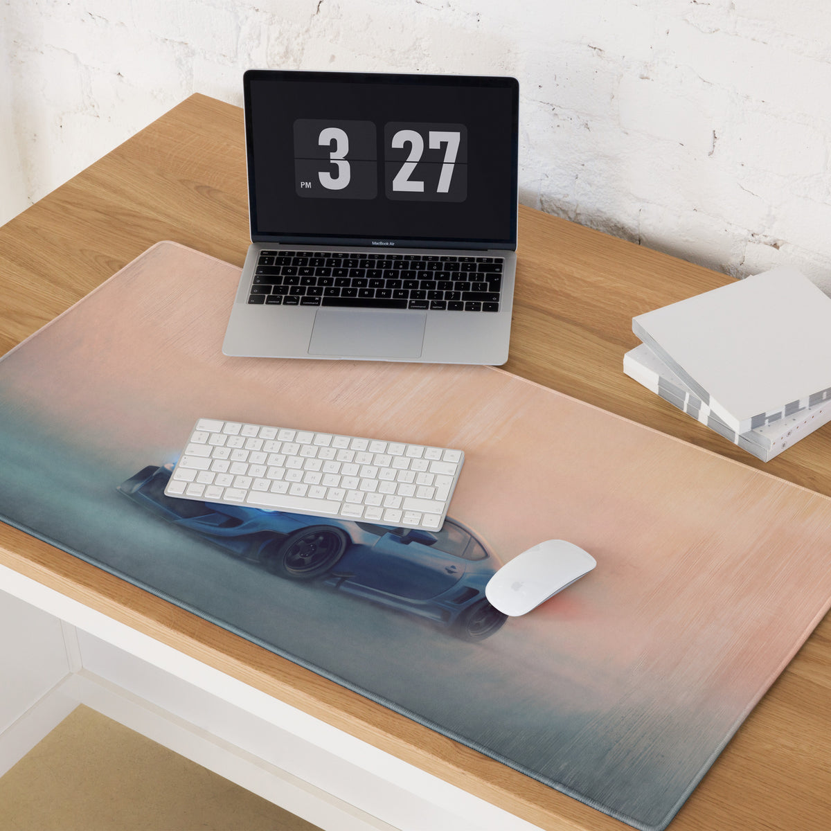Subaru BRZ Inspired World Rally Blue Widebody Desk Pad – Ultra-Glide Stitched Edge Gaming Mouse Mat