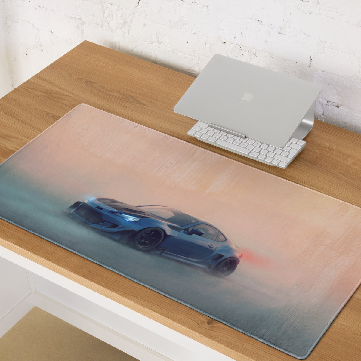 Subaru BRZ Inspired World Rally Blue Widebody Desk Pad – Ultra-Glide Stitched Edge Gaming Mouse Mat