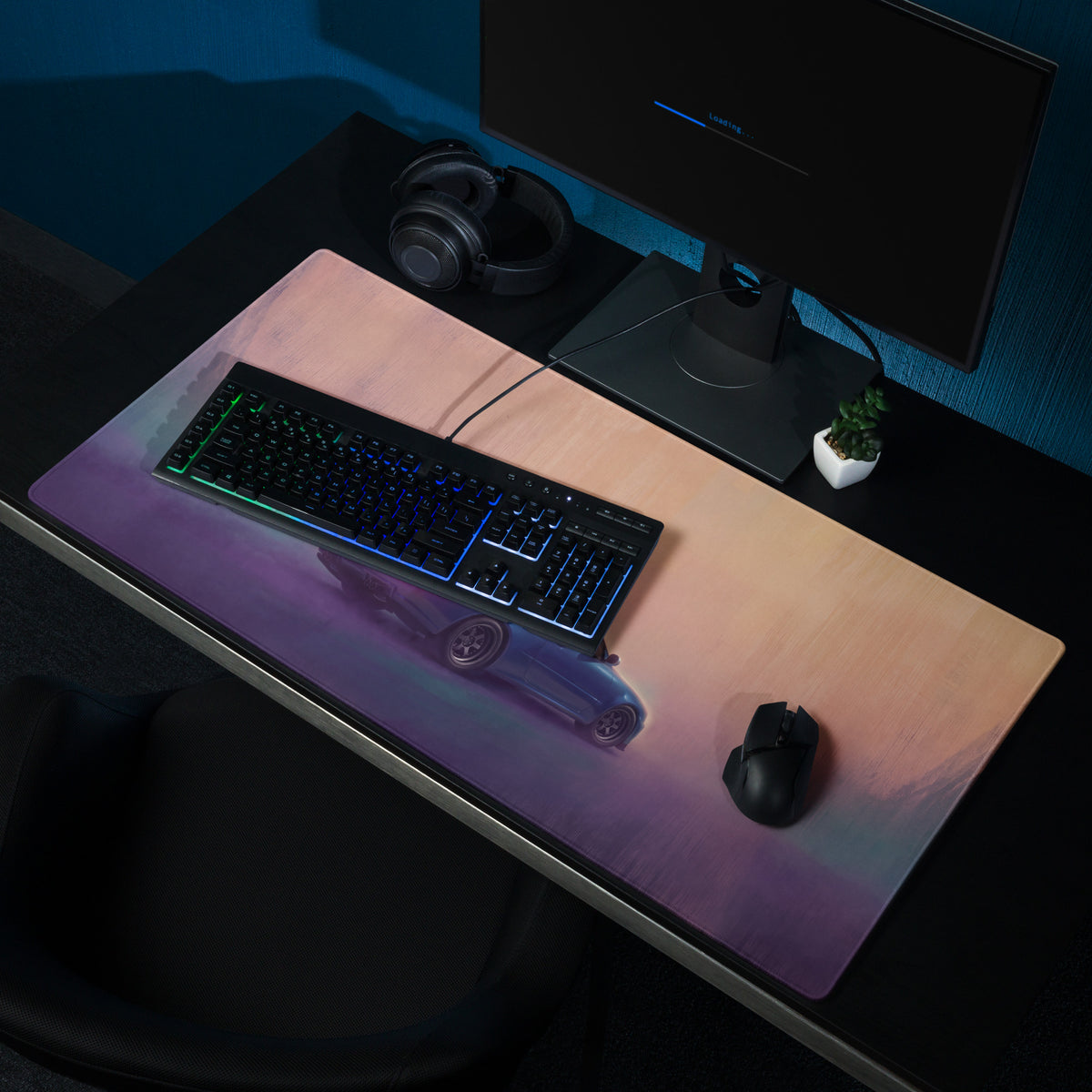 Nissan Skyline Inspired Bayside Blue R34 GT-R Rear Desk Pad – Extended Non-Slip PC Mouse Mat