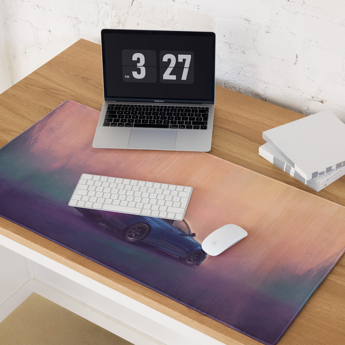 Nissan Skyline Inspired Bayside Blue R34 GT-R Rear Desk Pad – Extended Non-Slip PC Mouse Mat