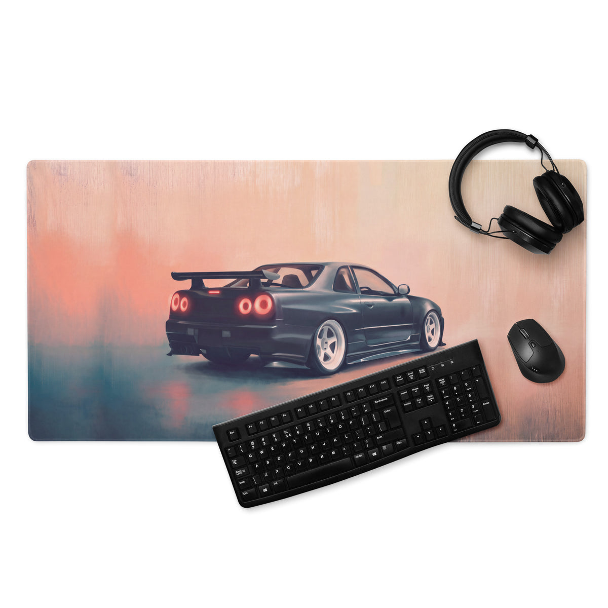 Nissan Skyline Inspired Black Pearl R34 GT-R Desk Mat – High-Precision XL Gaming Mousepad
