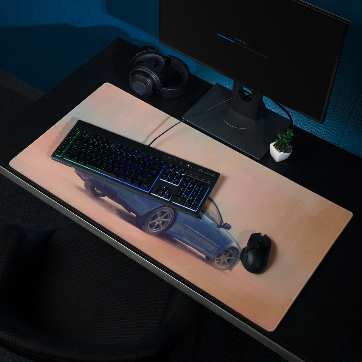 Nissan Skyline Inspired Apex Blue R34 GT-R Desk Mat – Low-Friction Cloth Setup Mousepad
