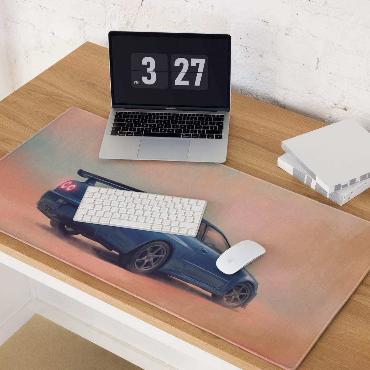 Nissan Skyline Inspired Apex Blue R34 GT-R Desk Mat – Low-Friction Cloth Setup Mousepad