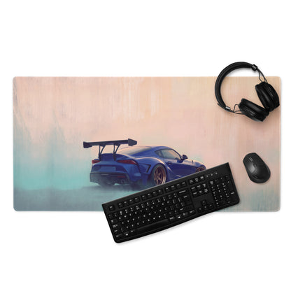 Toyota GR Supra Inspired Horizon Blue GT Wing Desk Pad – Ultra-Glide Stitched Edge Gaming Mouse Mat