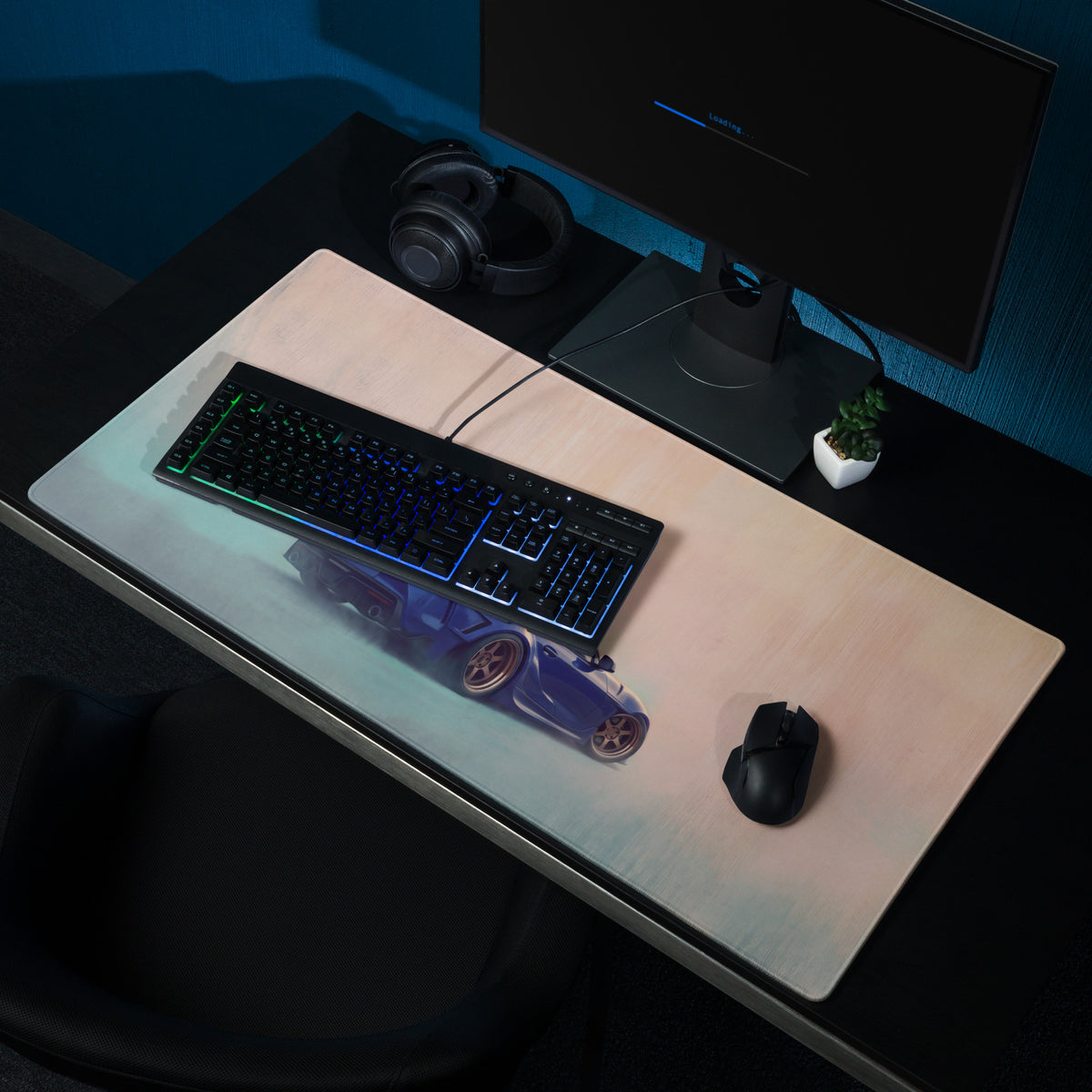 Toyota GR Supra Inspired Horizon Blue GT Wing Desk Pad – Ultra-Glide Stitched Edge Gaming Mouse Mat