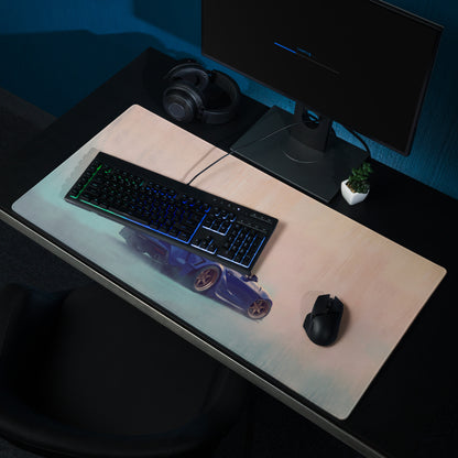 Toyota GR Supra Inspired Horizon Blue GT Wing Desk Pad – Ultra-Glide Stitched Edge Gaming Mouse Mat