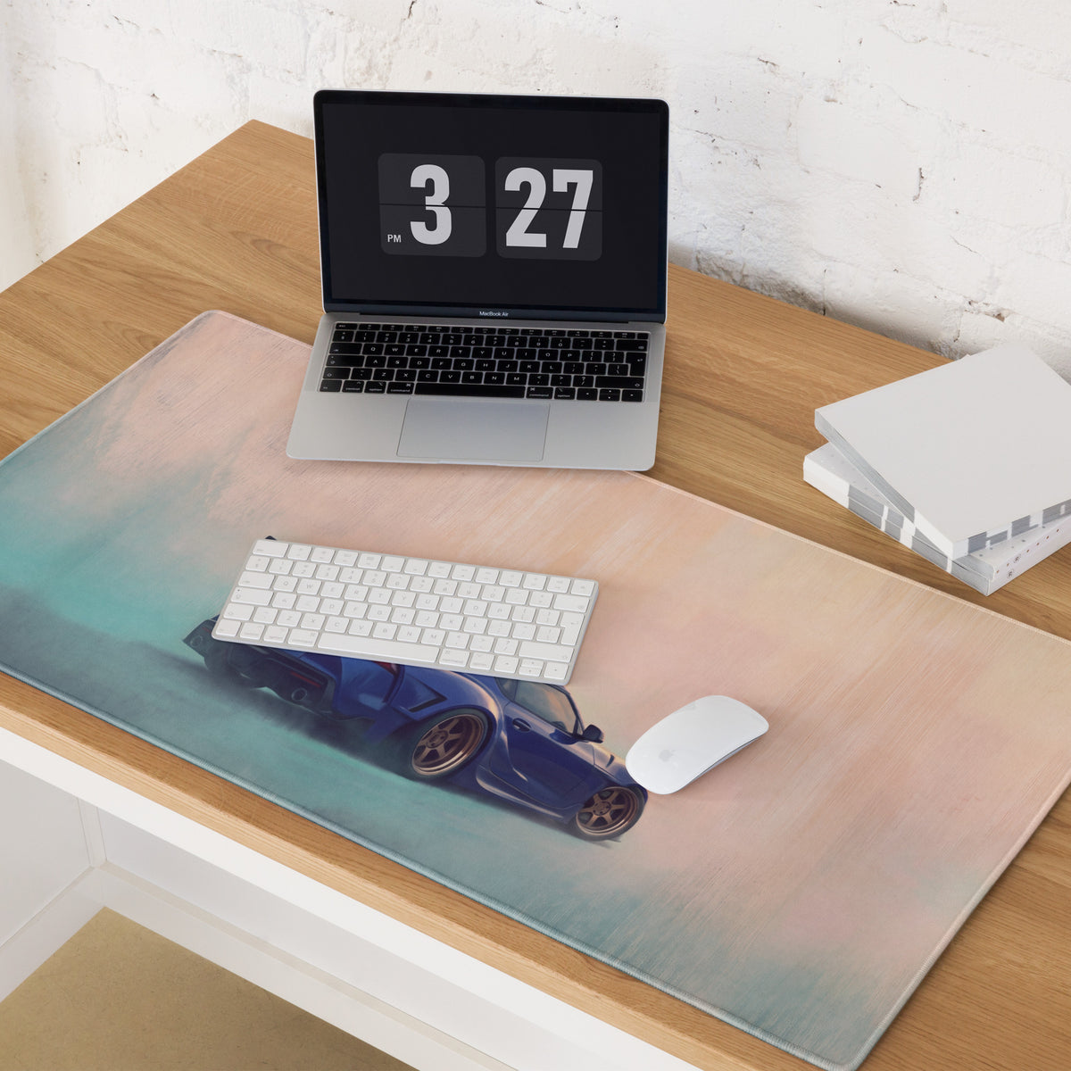 Toyota GR Supra Inspired Horizon Blue GT Wing Desk Pad – Ultra-Glide Stitched Edge Gaming Mouse Mat
