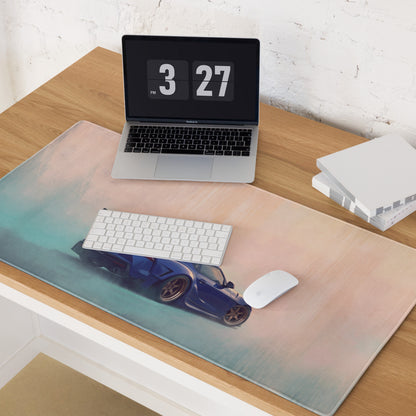 Toyota GR Supra Inspired Horizon Blue GT Wing Desk Pad – Ultra-Glide Stitched Edge Gaming Mouse Mat