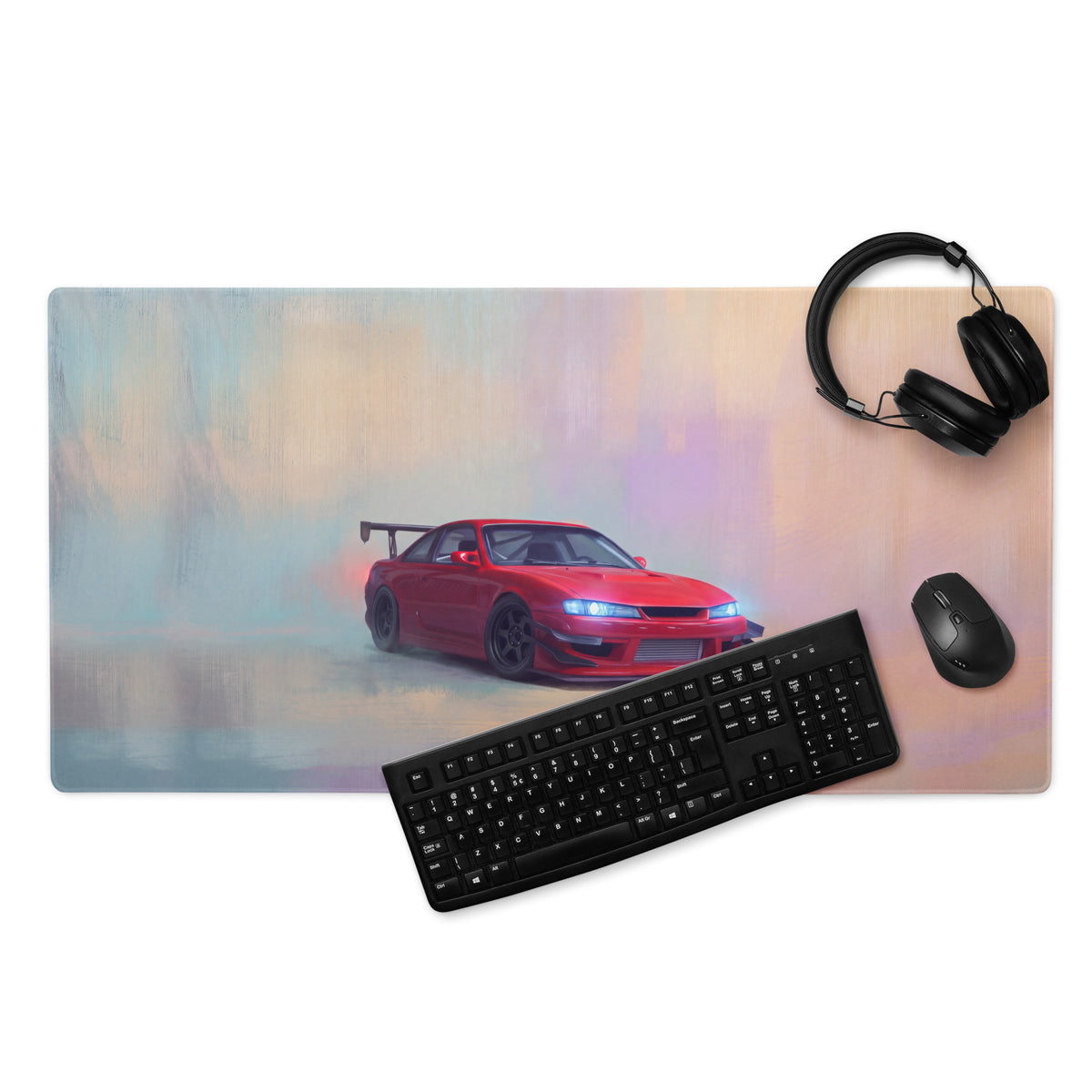Nissan Silvia Inspired Crimson S14 Kouki Drift Desk Mat – Low-Friction Cloth Setup Mousepad
