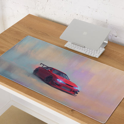 Nissan Silvia Inspired Crimson S14 Kouki Drift Desk Mat – Low-Friction Cloth Setup Mousepad