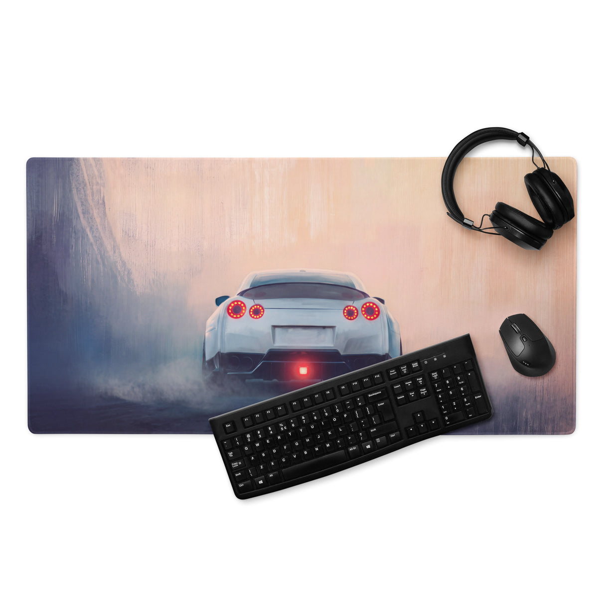 Nissan GT-R Inspired Pearl White Rear Diffuser Desk Mat – High-Precision XL Gaming Mousepad