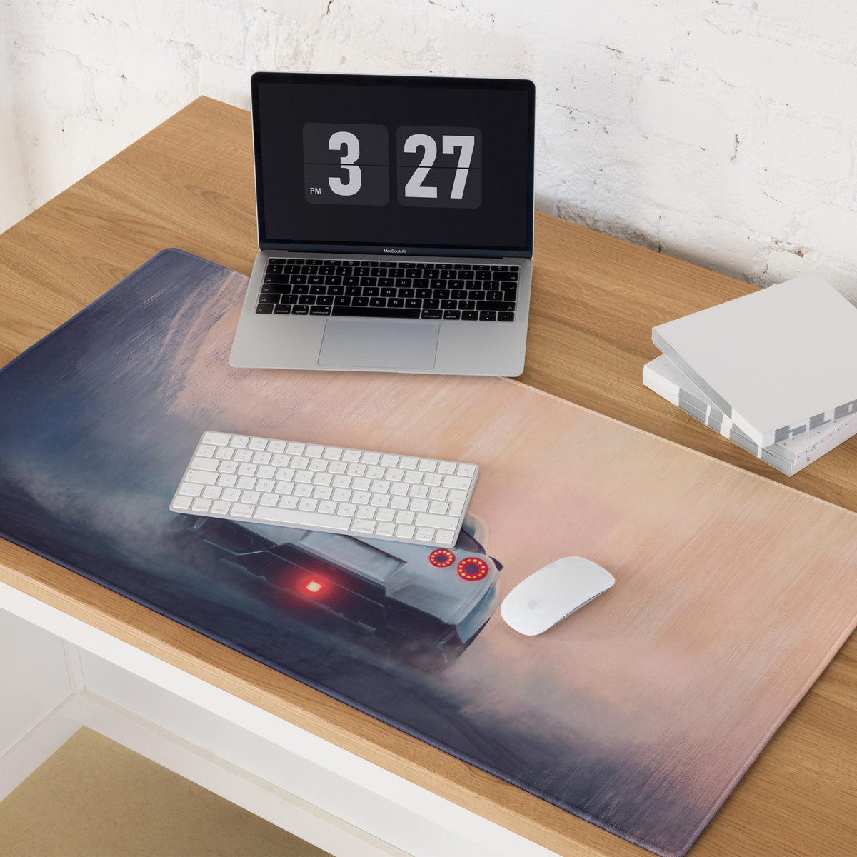 Nissan GT-R Inspired Pearl White Rear Diffuser Desk Mat – High-Precision XL Gaming Mousepad